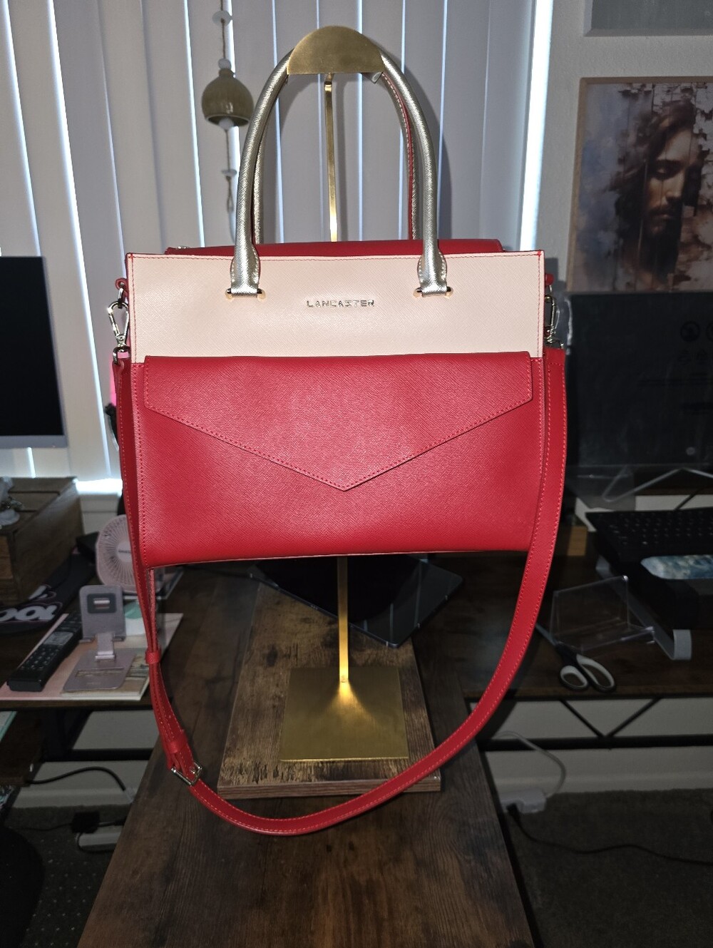 Lancaster Adeline Two-Tone Saffiano Leather Tote